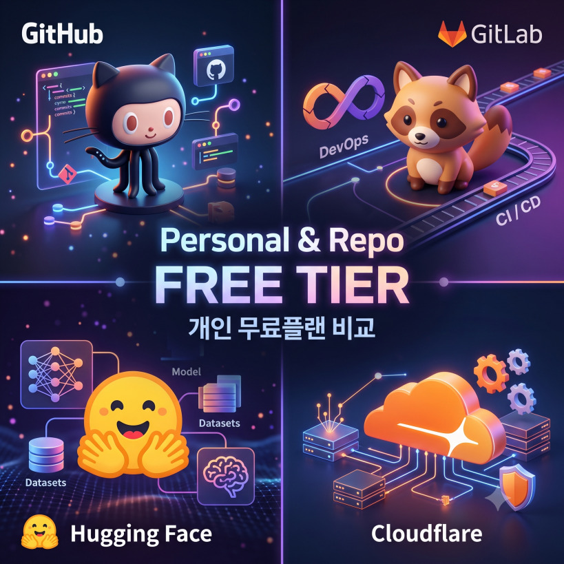 비교: github gitlab HF Cloudflare (Free-tier)